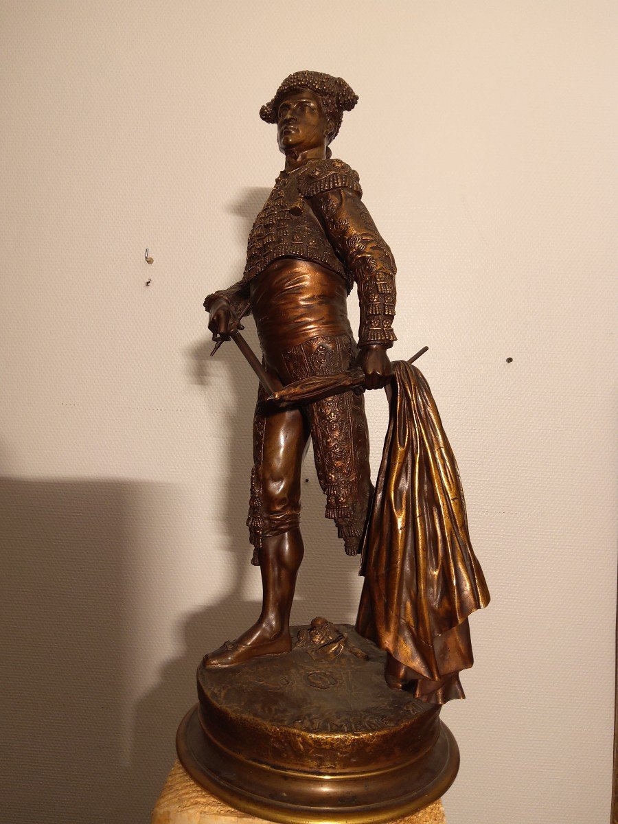 Bronze By Pj Mene Toreador 1877 Lightly Golden Patina-photo-4